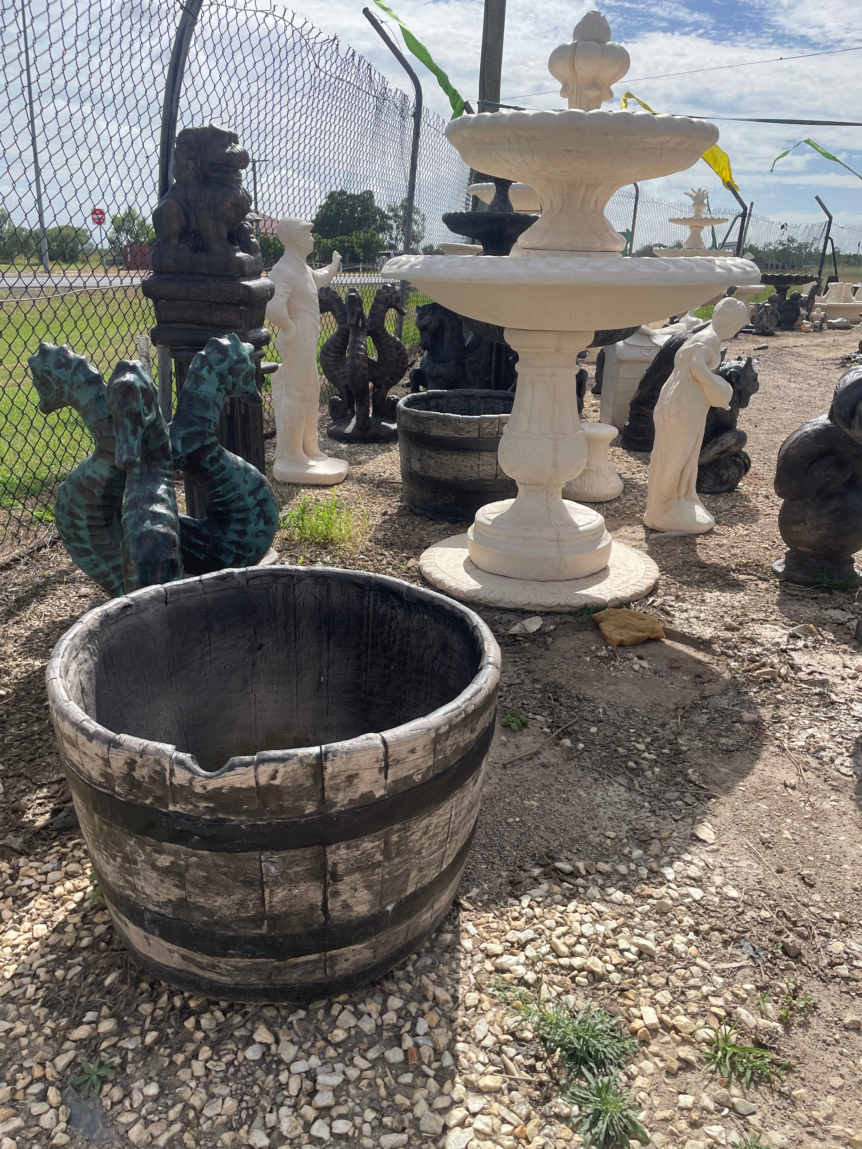 Large wine barrel pot