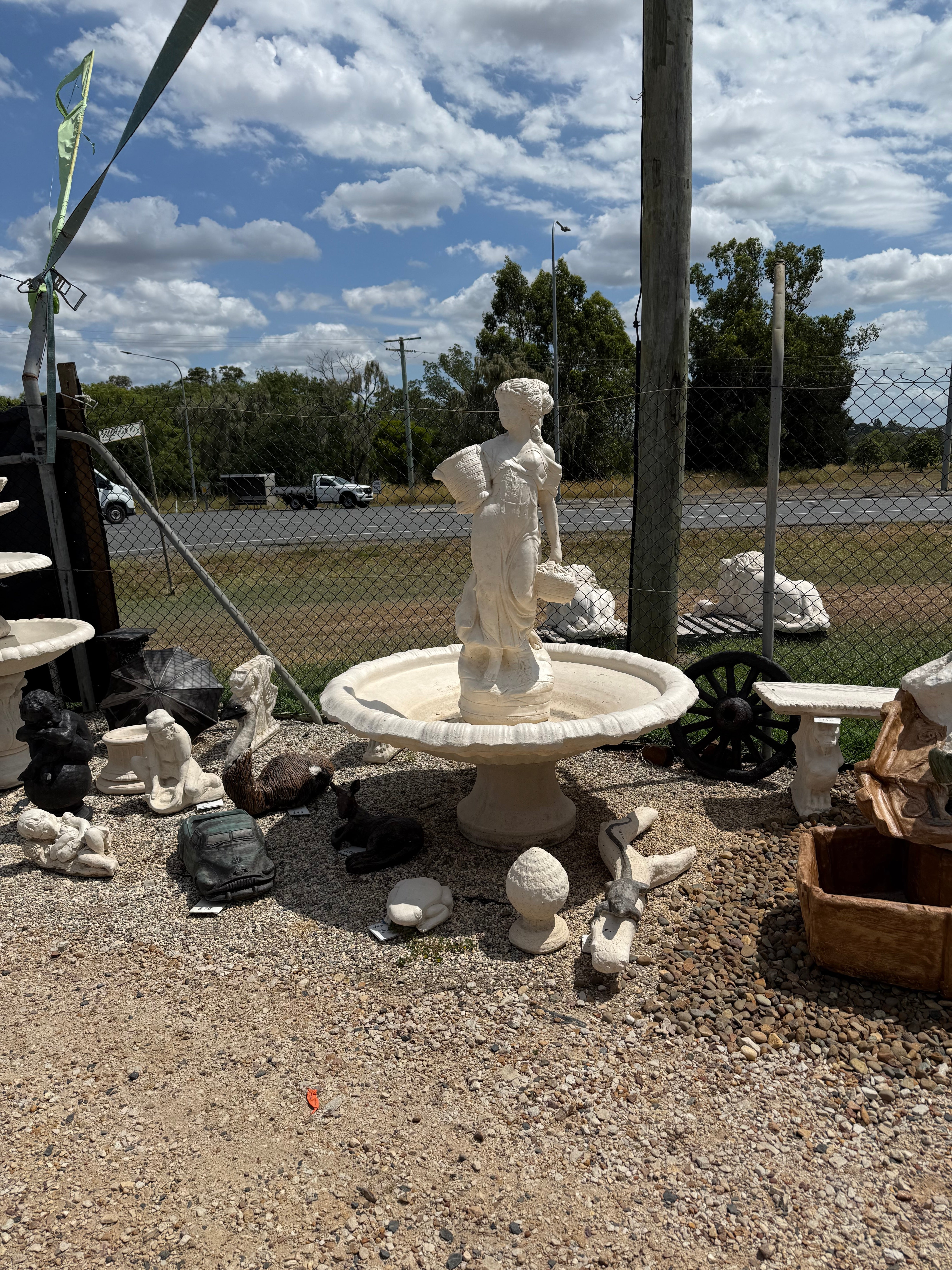 Basket lady on Italian bowl smooth base fountain