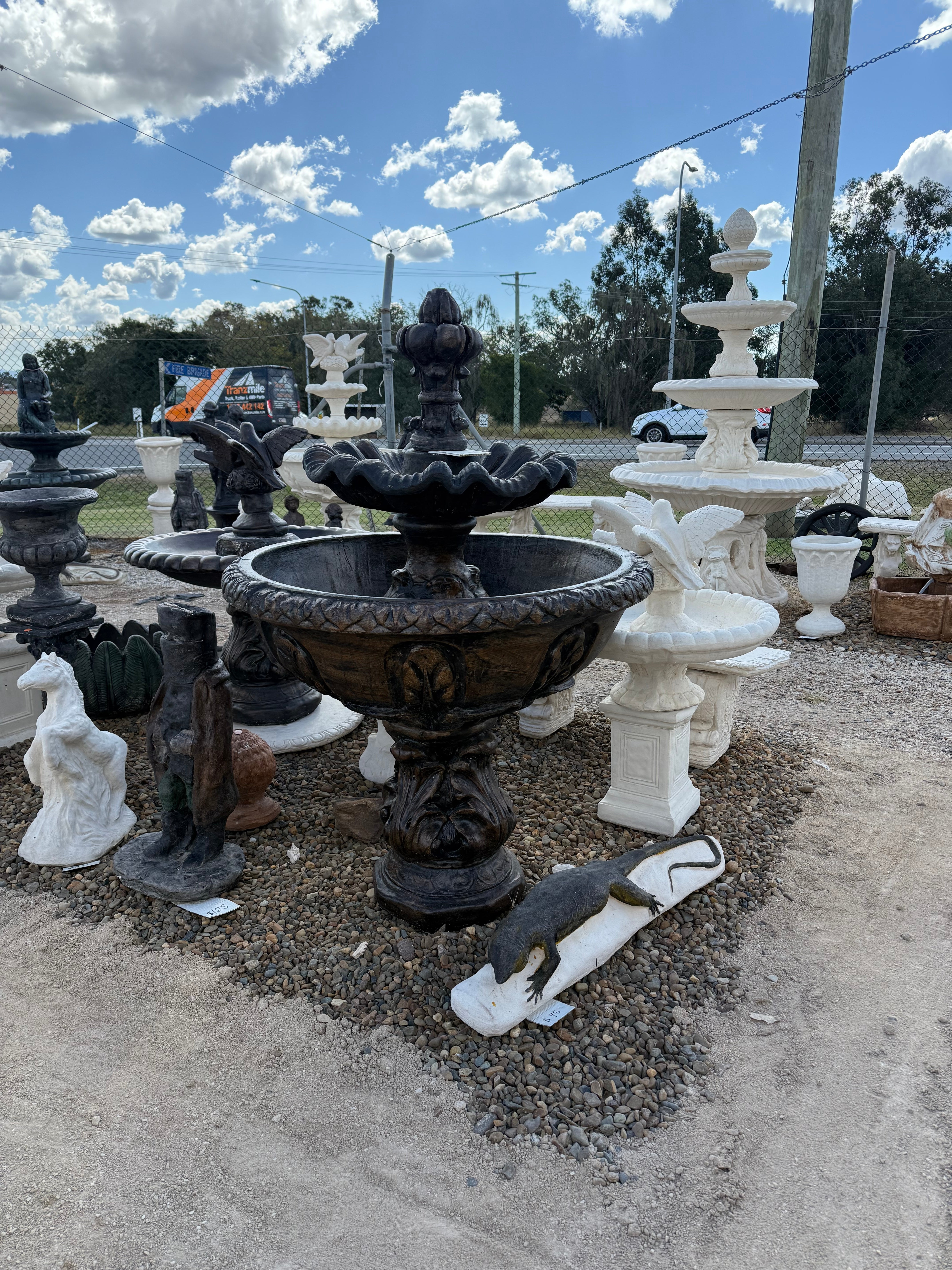 2 tier fancy fountain with traditional acorn