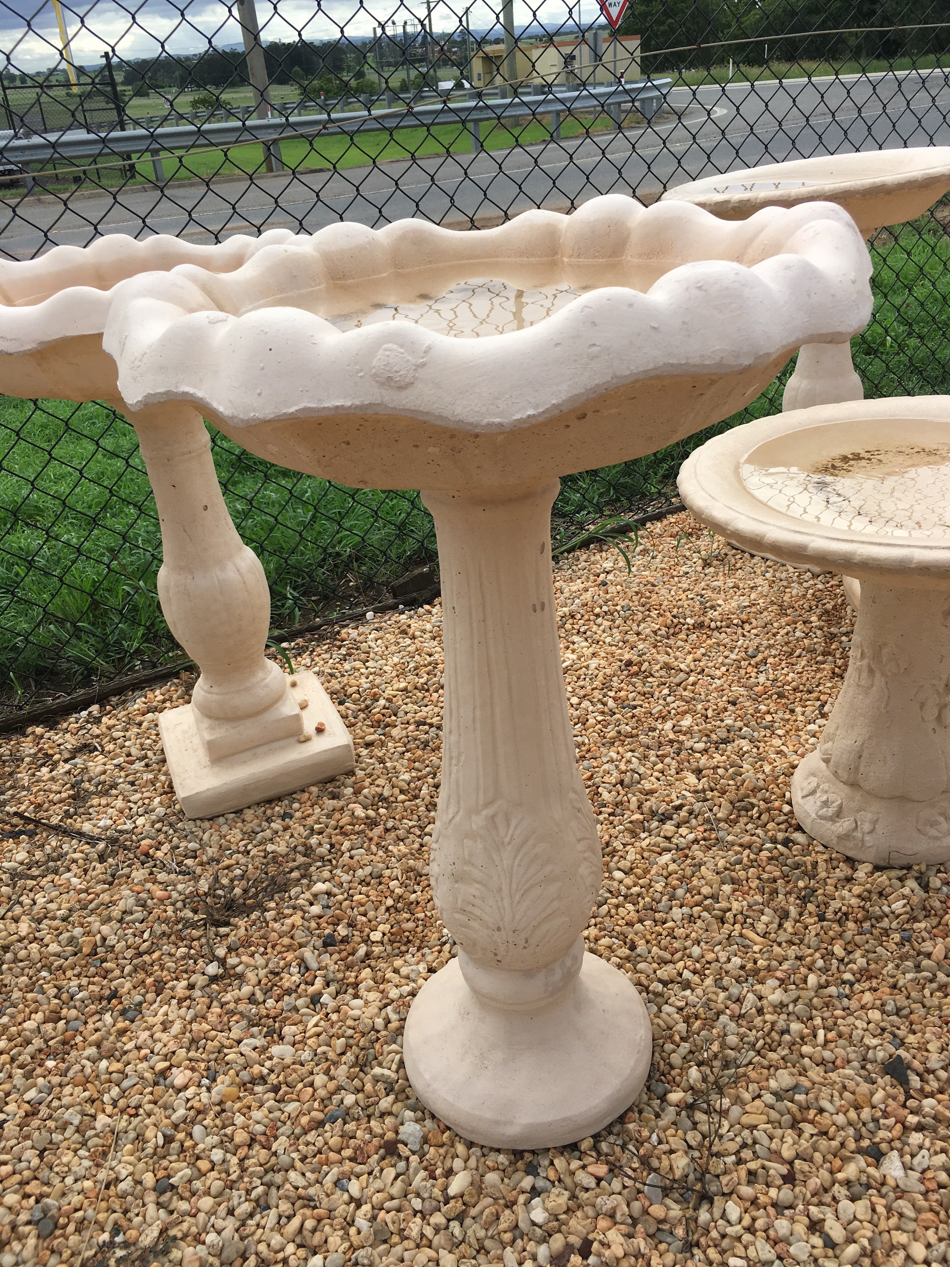 Leaf leg and deep wavey bowl bird bath