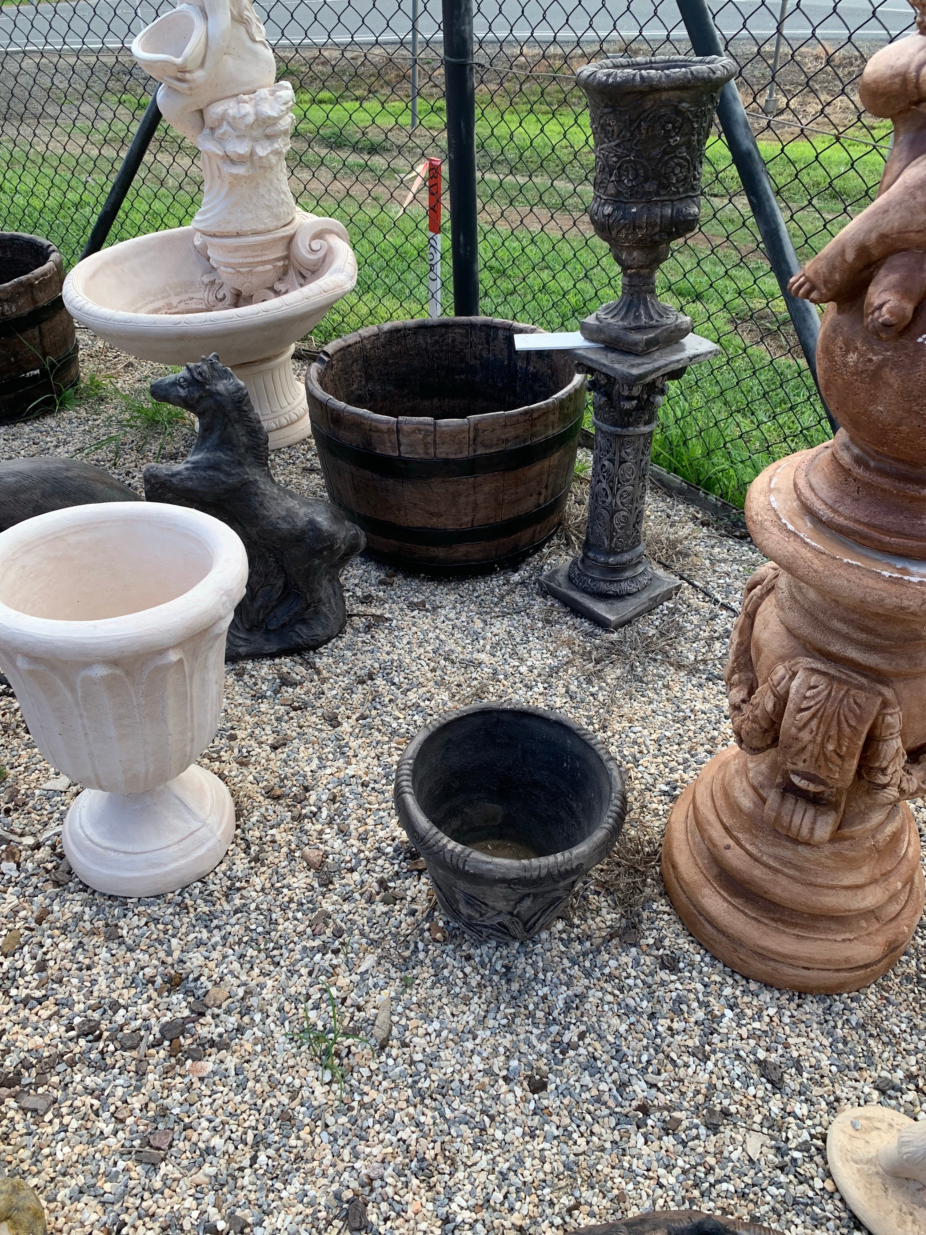 Large wine barrel planter