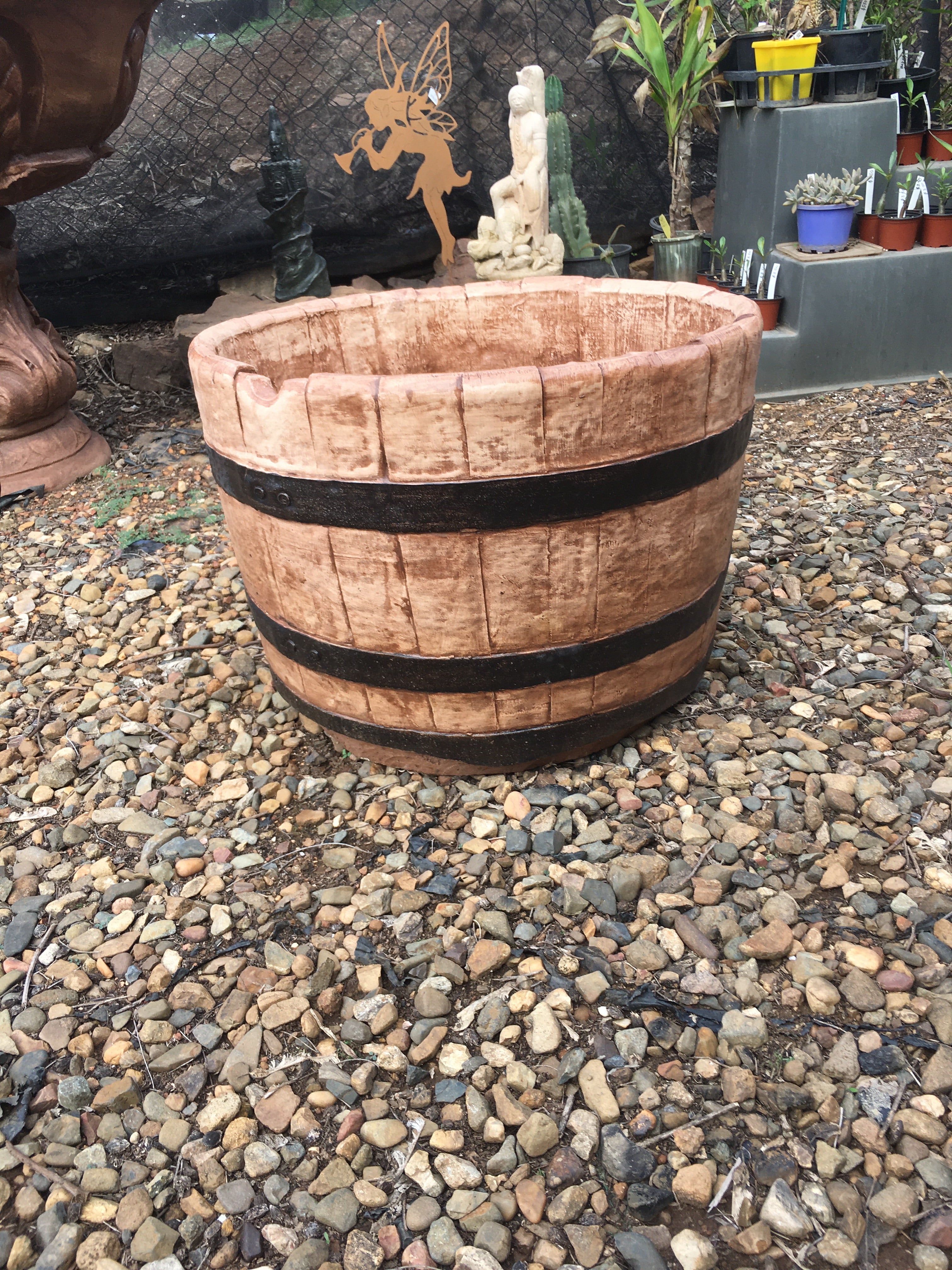 Large wine barrel planter