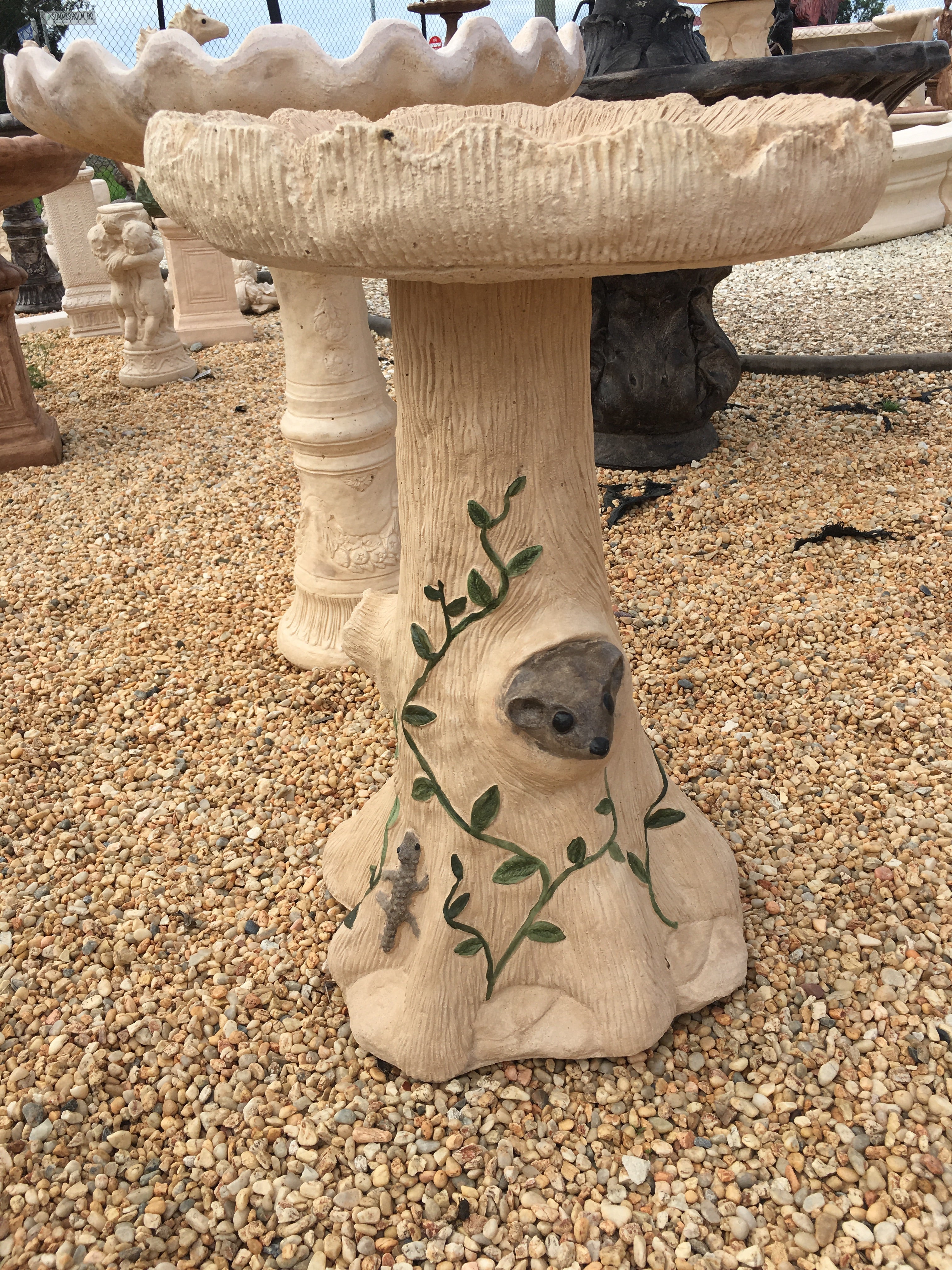 Painted native bird bath